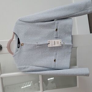 Zara tweed blazer in baby blue Size XS